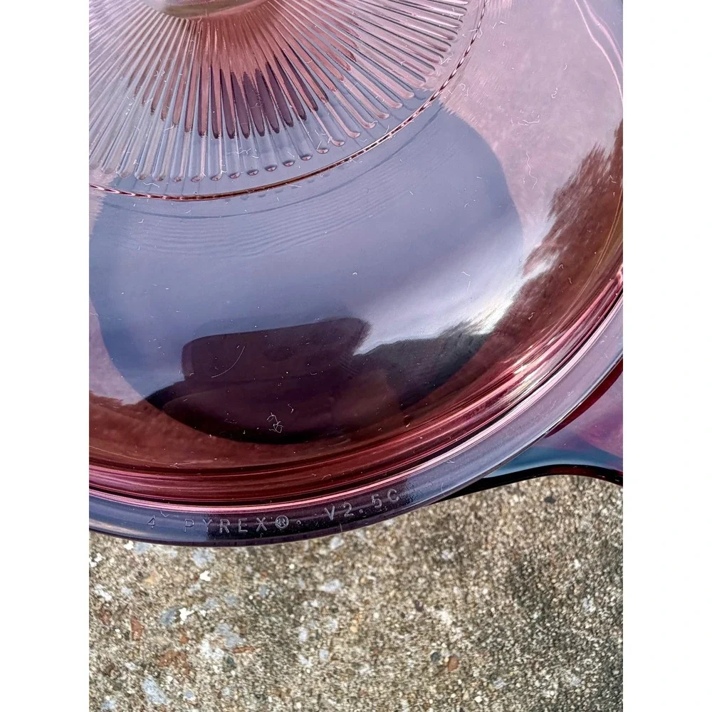 VTG Visions Corning Cranberry Glass 2.5L Saucepan w Pyrex Lid V-2.5-C USA Made